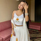 Lorenvalley Fashion White Organza with Hand-painted Floral Design Lehenga Choli with Dupatta - Swadesiicart