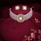 Tehzeeb Creations Brass Gold-Polished Gold, White, White Jewel Set - Swadesiicart