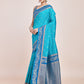 Monjolika Fashion Sky Blue Banarasi Silk In Satin Is Classy Embellished With Golden Zari Work Saree | Swadesiicart