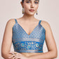 Monjolika Fashion Sky Blue Banarasi Silk In Satin Is Classy Embellished With Golden Zari Work Saree | Swadesiicart