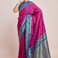 Monjolika Fashion Magenta Banarasi Silk In Satin Is Classy Embellished With Golden Zari Work Saree | Swadesiicart