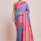 Monjolika Fashion Violet Banarasi Silk In Satin Is Classy Embellished With Golden Zari Work Saree | Swadesiicart