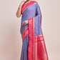 Monjolika Fashion Violet Banarasi Silk In Satin Is Classy Embellished With Golden Zari Work Saree | Swadesiicart