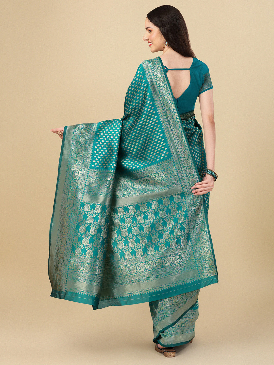 Kalini Ethnic Motif Woven Design Zari Art Silk Banarasi Saree | Swadesiicart