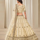 Anaita Cream Embroidered Heavy Art Silk Designer Lehenga With Blouse