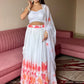 Lorenvalley Fashion White Georgette with Floral Print Design Lehenga Choli with Dupatta - Swadesiicart