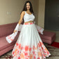 Lorenvalley Fashion White Georgette with Floral Print Design Lehenga Choli with Dupatta - Swadesiicart