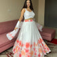 Lorenvalley Fashion White Georgette with Floral Print Design Lehenga Choli with Dupatta - Swadesiicart
