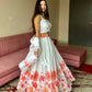 Lorenvalley Fashion White Georgette with Floral Print Design Lehenga Choli with Dupatta - Swadesiicart