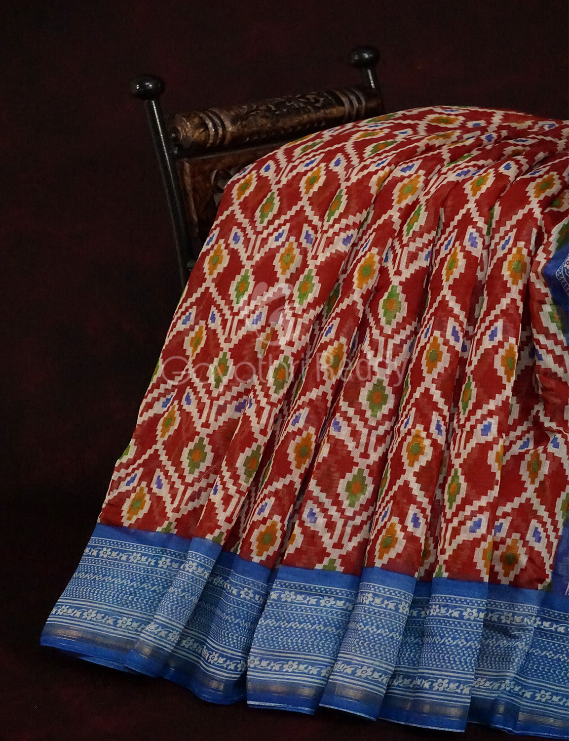 Maroon Colored Patola Print Semi Chanderi saree By Gayathri Reddy Designer Studio | Swadesiicart
