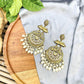 Tehzeeb Creations Traditional Gold-Polished White Kundan Pearl Drop Chandbali Earring For Women/Girls | Swadesiicart