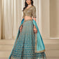 Anaita Turquoise Embroidered Heavy Chinon Silk Designer Lehenga With Blouse
