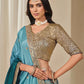 Anaita Turquoise Embroidered Heavy Chinon Silk Designer Lehenga With Blouse