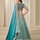 Anaita Turquoise Embroidered Heavy Chinon Silk Designer Lehenga With Blouse