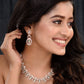 Saraf RS Jewellery Rose Gold-Polished & Sea Green American Diamond Studded Jewellery Set - Swadesiicart