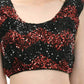 Olive Red And Black Ruffled Ready To Wear Saree