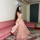 Lorenvalley Fashion Peach Organza with Floral Print Design Lehenga Choli with Dupatta - Swadesiicart