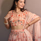 Lorenvalley Fashion Peach Organza with Floral Print Design Lehenga Choli with Dupatta - Swadesiicart