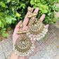 Tehzeeb Creations Traditional Gold-Polished White Kundan Pearl Drop Chandbali Earring For Women/Girls | Swadesiicart