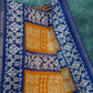 Yellow And Dark Ink Blue Colour Bathik Print Semi Chanderi Saree By Gayathri Reddy Designer Studio | Swadesiicart