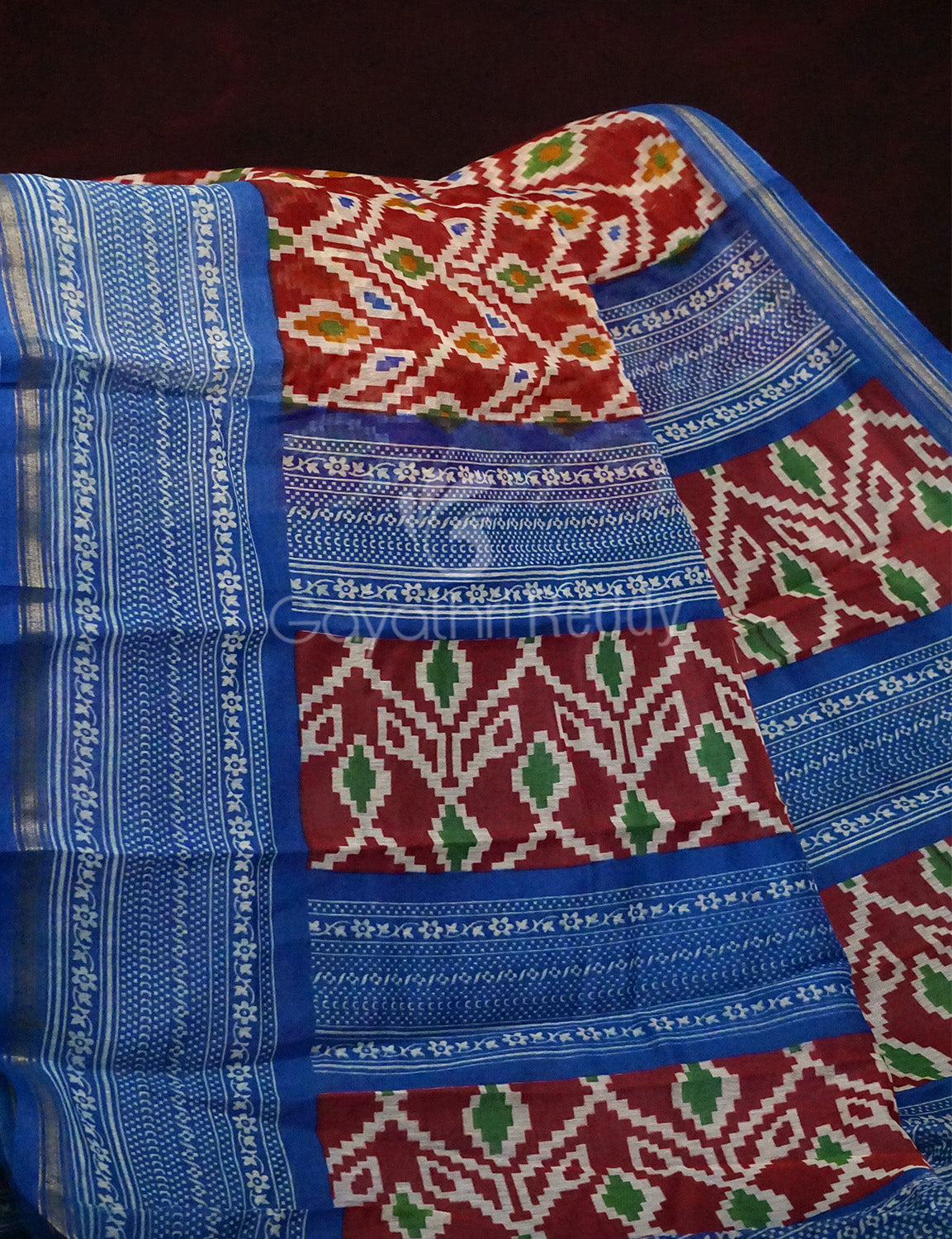 Maroon Colored Patola Print Semi Chanderi saree By Gayathri Reddy Designer Studio | Swadesiicart