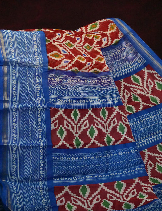 Maroon Colored Patola Print Semi Chanderi saree By Gayathri Reddy Designer Studio | Swadesiicart