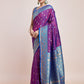 Monjolika Fashion Exquisite Designs With This Purple Banarasi Satin Silk Saree | Swadesiicart