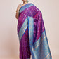 Monjolika Fashion Exquisite Designs With This Purple Banarasi Satin Silk Saree | Swadesiicart
