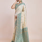 Monjolika Fashion Exquisite Designs With This Cream Banarasi Satin Silk Saree | Swadesiicart