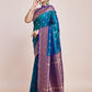 Monjolika Fashion Exquisite Designs With This Teal Banarasi Satin Silk Saree | Swadesiicart