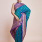 Monjolika Fashion Exquisite Designs With This Teal Banarasi Satin Silk Saree | Swadesiicart