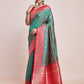 Monjolika Fashion Exquisite Designs With This Green Banarasi Satin Silk Saree | Swadesiicart