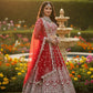 Anaita Red Net Lehenga Choli With Embroidery & Dori Sequence Work