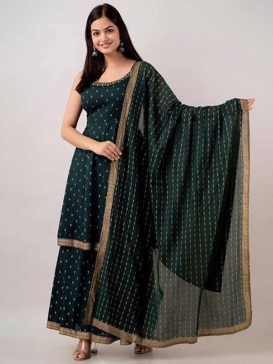 Kalini Women Floral Embroidered Kurta With Sharara & Dupatta | Swadesiicart