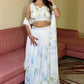 Lorenvalley Fashion White Georgette with Hand-painted Floral Design Lehenga Choli with Dupatta - Swadesiicart
