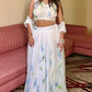 Lorenvalley Fashion White Georgette with Hand-painted Floral Design Lehenga Choli with Dupatta - Swadesiicart