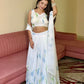 Lorenvalley Fashion White Georgette with Hand-painted Floral Design Lehenga Choli with Dupatta - Swadesiicart