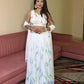 Lorenvalley Fashion White Georgette with Hand-painted Floral Design Lehenga Choli with Dupatta - Swadesiicart