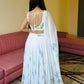Lorenvalley Fashion White Georgette with Hand-painted Floral Design Lehenga Choli with Dupatta - Swadesiicart