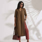 trueBrowns Brown Slub Highslit Kurta Set | Swadesiicart