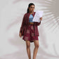 trueBrowns Purple Cotton Print Short Co-ord Set - Swadesiicart