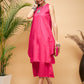 InWeave Women's Fuchsia Short Kurta Palazzo Set - Swadesiicart