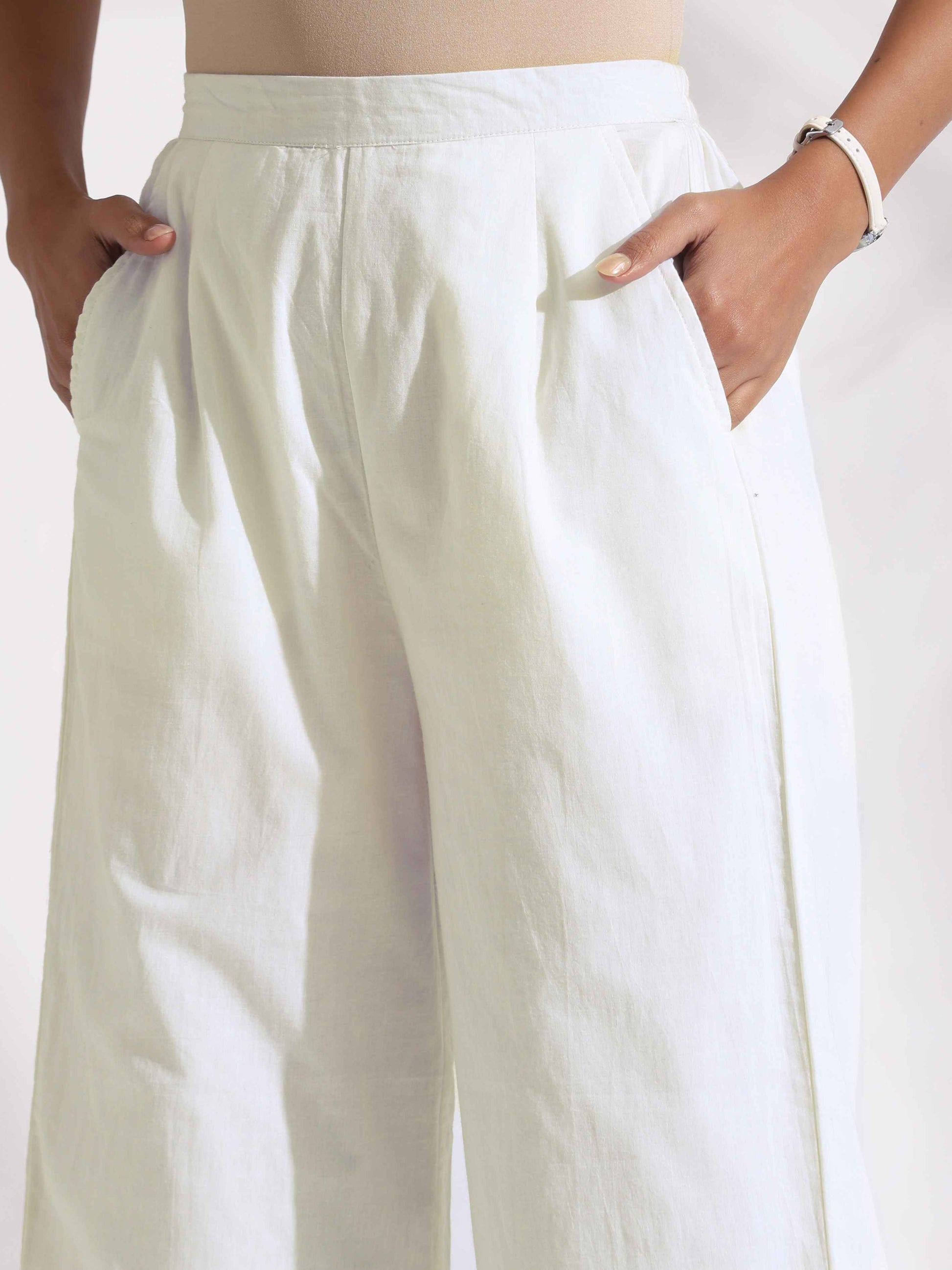trueBrowns White Cotton Check Shirt Co-ord Set - Swadesiicart