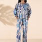 trueBrowns Blue Cotton Ikat Short Co-ord Set - Swadesiicart