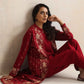 trueBrowns Red Kashmiri Woollen Jacket 3pc Set | Swadesiicart
