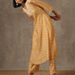 trueBrowns Beige White Flared Printed Silk Kurta Pant Set | Swadesiicart