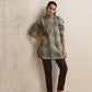 trueBrowns Green Check High Neck Winter Top | Swadesiicart