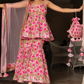 Pomcha Jaipur Nazakat Pink Cotton Hand Block Sharara Set | Swadesiicart