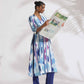 trueBrowns Blue Ikat Print Muslin Kurta Set | Swadesiicart