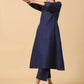 trueBrowns Cotton Linen Dark Blue Kurta Pant Set | Swadesiicart